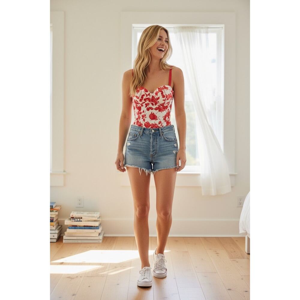 NWT TA3 Lushy Hipster Rosey Floral Corset One Piece Swimsuit Size XL Short F/G